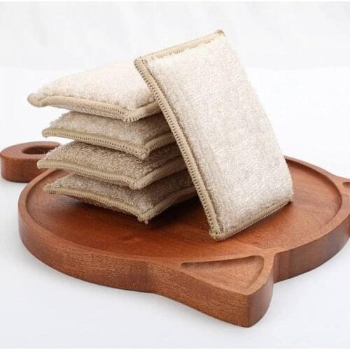 6 Pack Reusable Kitchen Sponge, Durable Bamboo Sponges for Washing Dishes, Natural Bamboo Fiber Dish Scrubber Brush