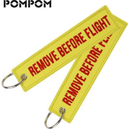 Fashion Jewelry Remove Before Flight Key Ring Bjioux Yellow Embroidery OEM Chain Key Chains Aviation Gifts Chaveiro 3PCS/LOT