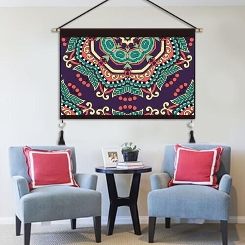 Fashion Bohemia National Style Geometric Pattern Bedroom Bedside Tapestry Cotton and Linen Background Wall Decoration Tapestry