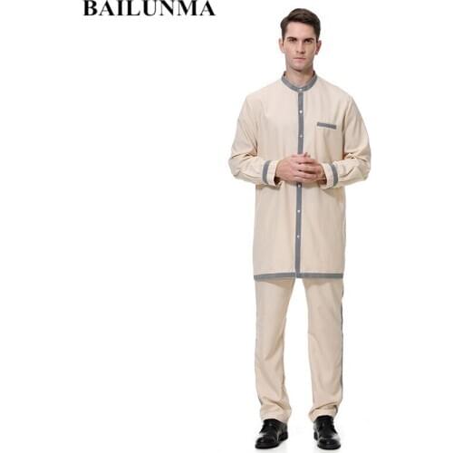 Muslim men islamic clothing men muslim top trousers sensemble musulman arab clothing men sleeves islam hombres mannen