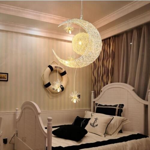 New Modern LED Moon Chandelier Lighting For Living Room lustre suspension Home hanging Lamp For Children Bedroom light Fixtures