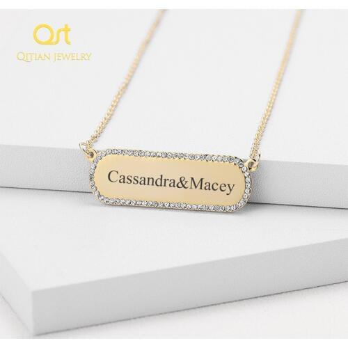 Hip hop iced out Custom Name Pendant Necklaces Engraved Any Language Choker pendants women/men jewelry Gift
