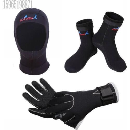 3MM diving gloves warm winter swimming cap diving snorkel thick gloves socks swimming diving surfing socks