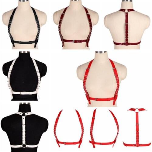 Gothic Sexy Bdsm Erotic Leather Harness Woman Fashion Chest Top Crops Bondage Cage Bra Suspender Garters Sword Belt Suspender