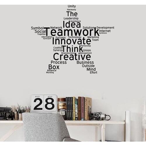 Teamwork Word Quotes Vinyl Wall Decal Office Study Decoration Star Words Wall Stickers Company Mural Interior Wallpapers LC1492