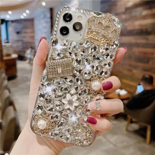 Luxury Full Bling Diamond Handbag Crown Flowers Case Cover For Samsung Galaxy M51 M31S A12/32/42/52/72/22/82 5G A02S A02 M02