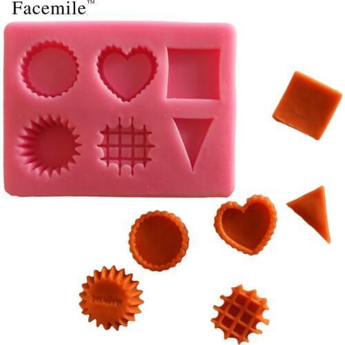 Facemile Silicone Gift Mold Heart Round Square Geometric Patterns Chocolate Gift Decoration Tools Kitchen Accessories 50-238
