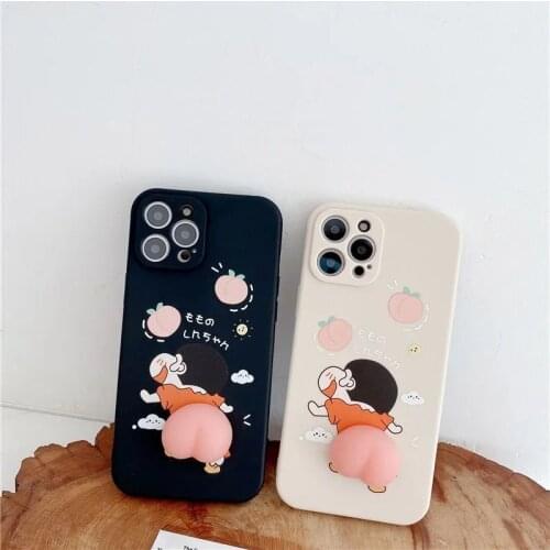 3D Cartoon Silicone Phone Case for iphone 12 11 pro max 8PLUS X XS XR XSMAX 7plus 6plus Shin Decompress Pinch Peach Arse Soft