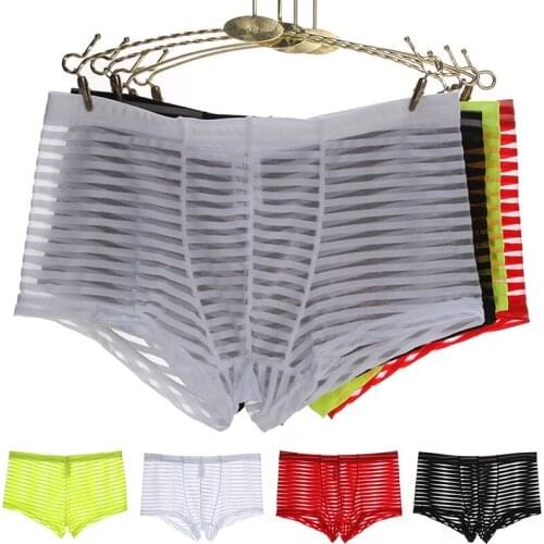 Men Sexy Seamless Underwear Pants Mens Ultra-thin Transparent Boxershorts Male Mid-rise Mesh Slips Homme Panties Boxer Shorts