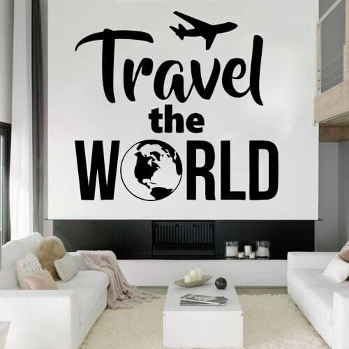 Travel Agency Wall Stickers Home Decor Living Room Office Summer Holidays Wall Decals Room Decoration Travel The World B600