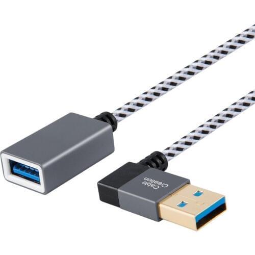 USB Extension Cable, CableCreation Right Angle USB 3.0 Male to Female Extender Cord, Compatible Flash Drives, Keyboard, Scanners