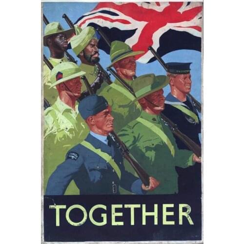 Together Fight For Victory Britain WWII Propaganda Retro Vintage Poster Canvas Painting DIY Wall Paper Home Decor Gift