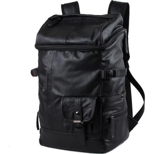 Large Capacity Men Backpack PU Leather Waterproof Travel Hiking Back Pack Laptop Bag Women Bagpack Schoolbags Mochila