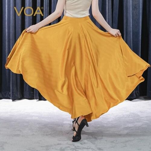 VOA Silk Twill Jacquard Sangbo Satin Wave Arch Needle Edge Big Pendulum Natural Folding Lady Elegant Umbrella Skirt CE25