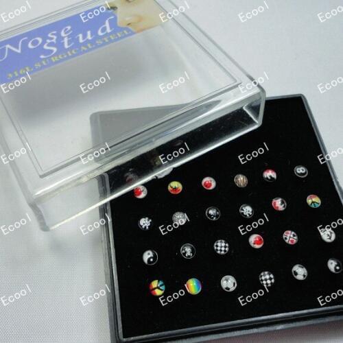 Whole Jewelry Lots 48Pcs/Set Pretty Enamel Nose Studs Body Pierce Bulk Lots Free Shipping LR311