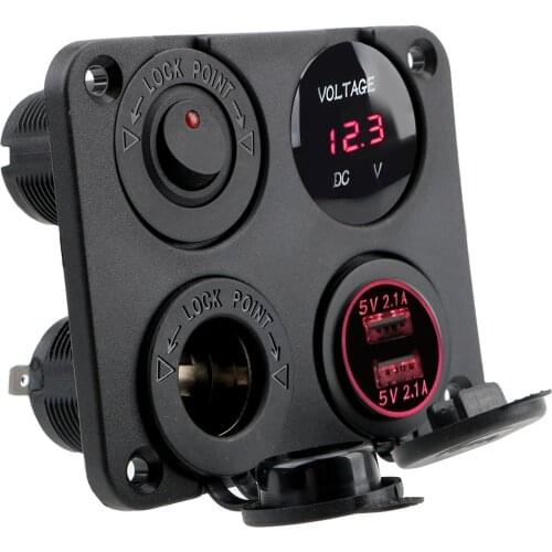 Dual USB Charger for Boat Marine RV Truck Camper Vehicles 12V Cigarette Lighter 4 In 1 Car Charger 4.2A Voltmeter ON-OFF Switch