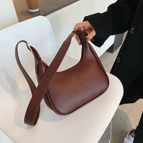 Women New PU Soft Leather Half Moon Handbags Female Solid Color Shoulder Messenger Bags Shopping Bag Ladies Bags Big Bag Purse
