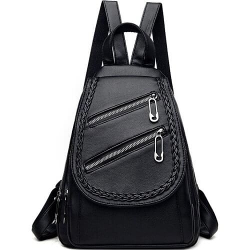 NIGEDU Female Backpack Designer High Quality Leather Women Chest Bag Fashion School Bags Girl Backpacks Travel Bags Red