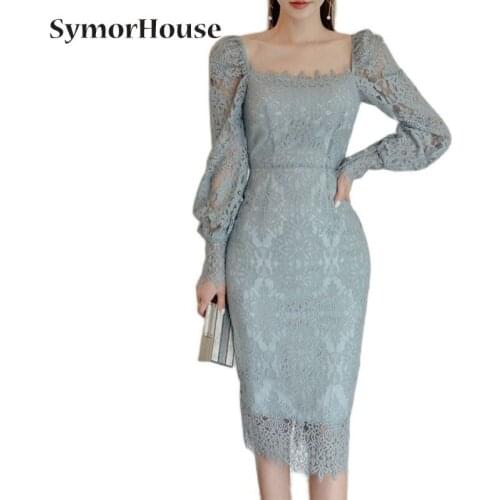 Womens New Sexy Elegant OL Lace Dress Office Lady Evening Party Slim Bodycon Sheath Pencil Dresses Work Vestidos