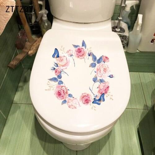 ZTTZDY 23.6×23.7CM Romantic Rose Wreath Bedroom Wall Stickers Art Fashion Home WC Toilet Decor T2-1281