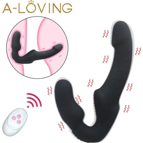 10 Speeds Double Vibrator Wireless Remote Control Female Strapless Strapon Dildo G Spot Vagina Anal Massager for Women Lesbian