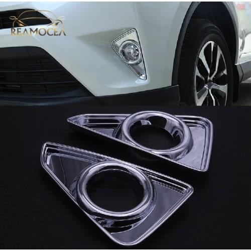 Reamocea 2x Front Fog Light Lamp Cover Trim Garnish Bezel Decorative Car Exterior Sticker Fit For Toyota RAV4 2016 2017 2018