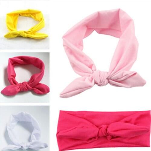 2017 Lovely Rabbit Ears Bowknot Shaped Hair Bands Solid Color Elastic Hairbands For Girls Fashion Hair Accessories