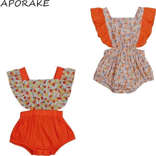 2021 0-24M Cute Toddler Baby Girl Romper Sweet Floral Print Square Collar Ruffle Sleeveless Backless Playsuit Summer Outfit