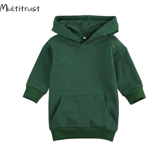 2021 Autumn Casual Teenage Girls Dress Toddler Kids Girls Hoodies Sweatshirts Pullover Big Pocket Dresses For Girls Clothes 1-5Y