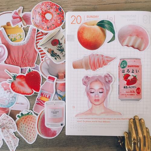 29PCS Pink ins girl color Stickers Crafts And Scrapbooking stickers book Student label Decorative sticker DIY Stationery