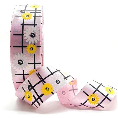 5Yards 25mm Printed Small Gloral Pattern Segment With Christmas Ribbon Used For Christmas Decoration DIY Sewing Fabric #01