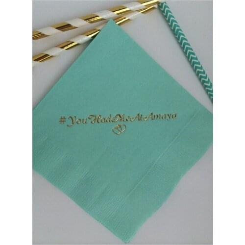 50pcs Personalized Napkins Wedding Paper Anniversary Party Monogram Custom Hashtag Hash Tag Napkins Beverage Cocktail Luncheon
