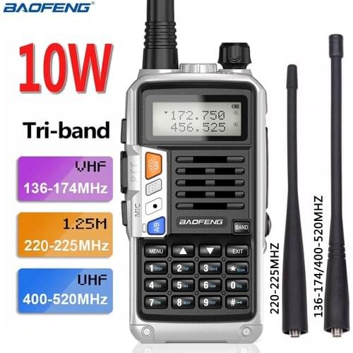 BaoFeng UV-S9 Plus Tri-Band 136-174/220-225/400-520Mhz 10W Poweful Portable Walkie Talkie 10km Long Range CB Radio Transceiver