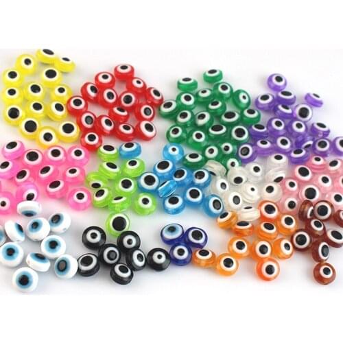 50pcs 6 8 10mm Oval Shape Spacer Beads Evil Eye Beads Stripe Resin Spacer Beads For Jewelry Making Bracelet Necklace Charms