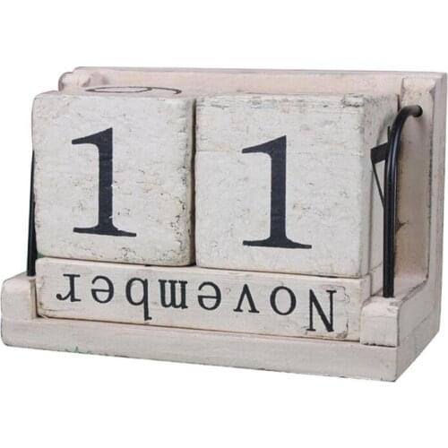 Wooden Perpetual Calendar Retro Rustic Design Living Room Decoration Diy Yearly Planner Calendar