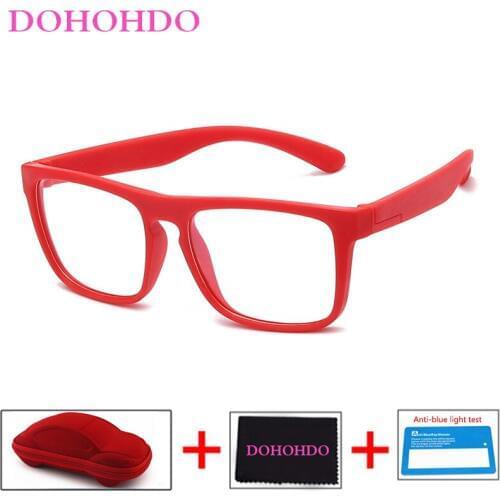 DOHOHDO Kids Blue Light Glasses Silicone Flexible Children Eyeglasses Boys Girls Optical Frame Computer Transparent Eyewears