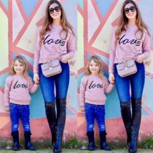 Family Clothes Women Mother Baby Girl Kid Long Sleeve Loose T Shirt Letter Love Sweatshirt Fashion Family Match Clothes