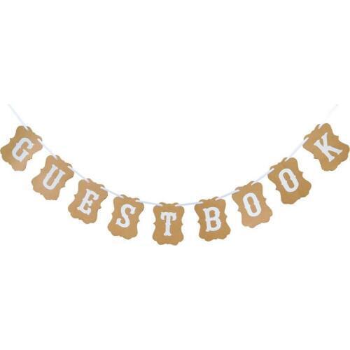 Guest Book Kraft Paper Banner Rustic Wedding Party Decorations Baby Shower Guest Book Supplies Bunting Flags Garlands Party