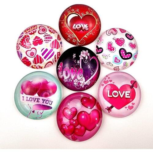 Jiangzimei 30pcs New style Red Love,Lotus, sunflowe rose flower 25mm Glass cabochons for DIY nacklace jewelry making