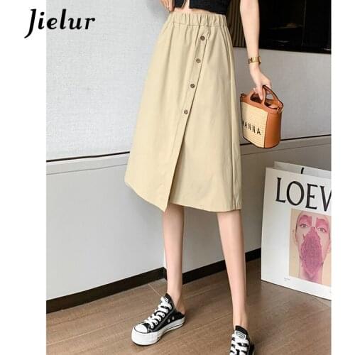 Jielur 2021 New Wide-leg Five-point Skirt Shorts Women Korean Style Loose High Waist Shorts Female Casual Black Khaki Short S-XL