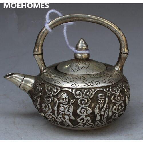 Chinese ancient Tibet yin8 xian decoration kettle wine pot metal crafts home decoration
