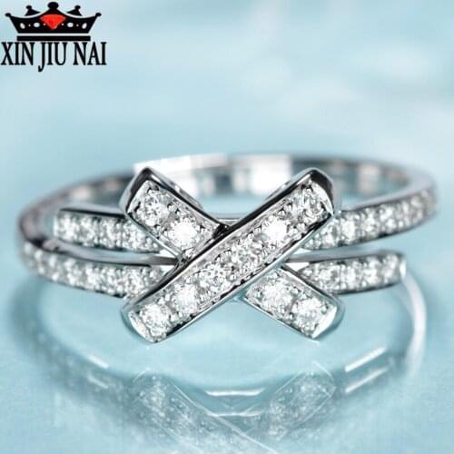 925 sterling silver Bow tie Ring Sightly Ring Sterling Silver White Gold Color for Women Engagement Crossed Ring Classic Jewelry