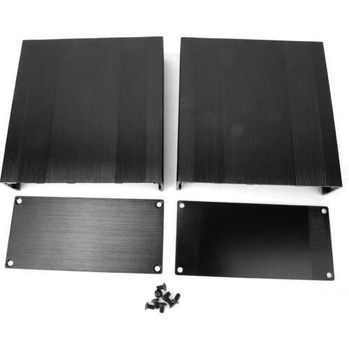Brushed Black Oxide Split Type Aluminum Cooling Case Enclosure Electronic Box for Amplifier GPS 68x145x150/200/250/300mm