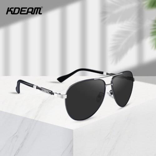 KDEAM Cool Luxury Metal Men Pilot Sunglasses Polarized High End Alloy UV400 Driving Sun Glasses Mirror Reflective With Box