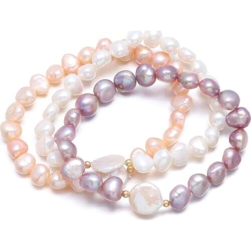 Irregular Natural Freshwater Pearl Button Bracelet For Women Romantic Love Gift