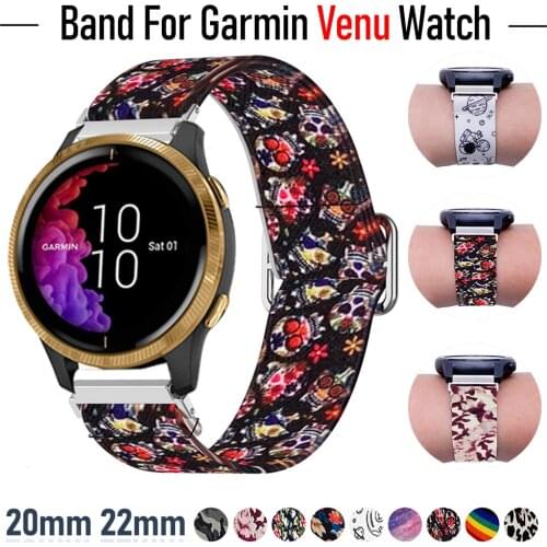 Nylon Watchand for Garmin Venu Watch Band for 20mm 22mm Smart Watch Sports Wrist Strap Adjust Elastic Bracelet Accessories Belt