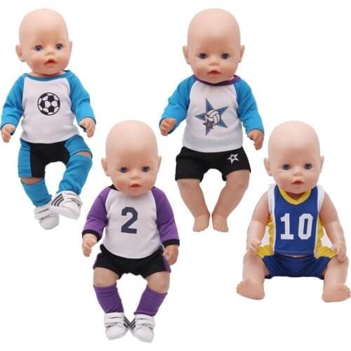 43 Cm Boy American Dolls Clothes Summer Ball Suit Sports Clothes Born Baby Toy Accessories 18 Inch Girls Gift f262