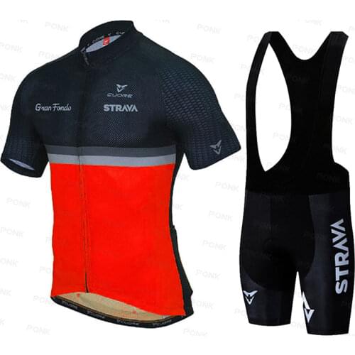 Strava Pro Team 2021 Cycling Clothes Equipment Racing Bike Dry Fast Clothing Mens Bike Jersey Set Ropa Ciclismo Maillot