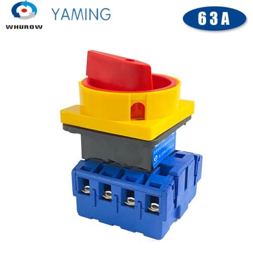 Yaming Load break isolator switch with padlock panel 63A 4 Phases 2 position on-off Changeover rotary switch YMD11-63A/4P