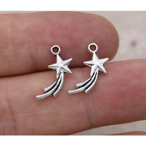 JAKONGO Antique Silver Plated Star Charm Pendants for Jewelry Making Bracelet DIY Accessories Craft 16x12mm 30pcs